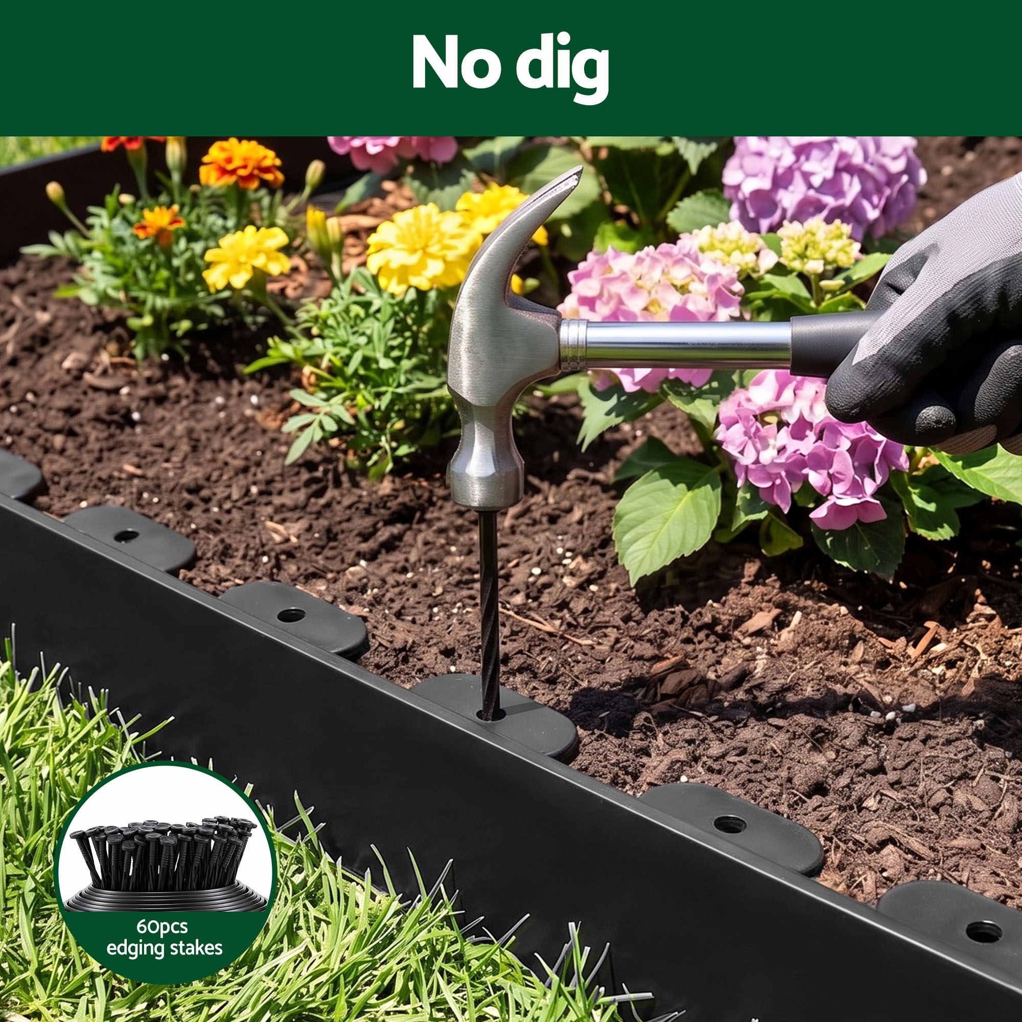 Garden Edging 60ft 30pcs Flexible Garden Border Plastic Lawn Edging Black - Home & Garden > Garden Tools > Gardening Accessories - Rivercity House & Home Co. (ABN 18 642 972 209) - Affordable Modern Furniture Australia