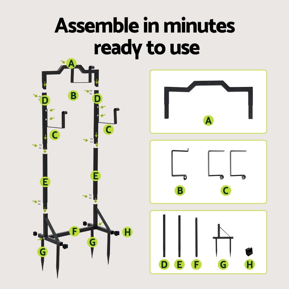 Garden Hose Holder Metal Portable Freestanding Hose Stand 4 Spikes Black - Home & Garden > Garden Tools > Garden Hoses - Rivercity House & Home Co. (ABN 18 642 972 209) - Affordable Modern Furniture Australia