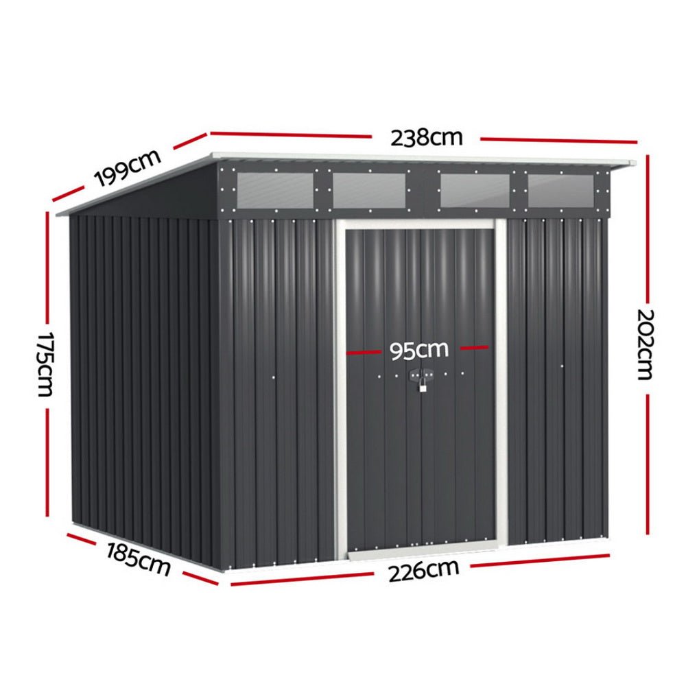 Garden Shed 2.38x1.99M Outdoor Storage Tool Workshop House Shelter - Home & Garden > Storage > Sheds - Rivercity House & Home Co. (ABN 18 642 972 209) - Affordable Modern Furniture Australia