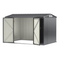 3x2.18M Garden Storage Shed with Double Doors and Vents - Grey