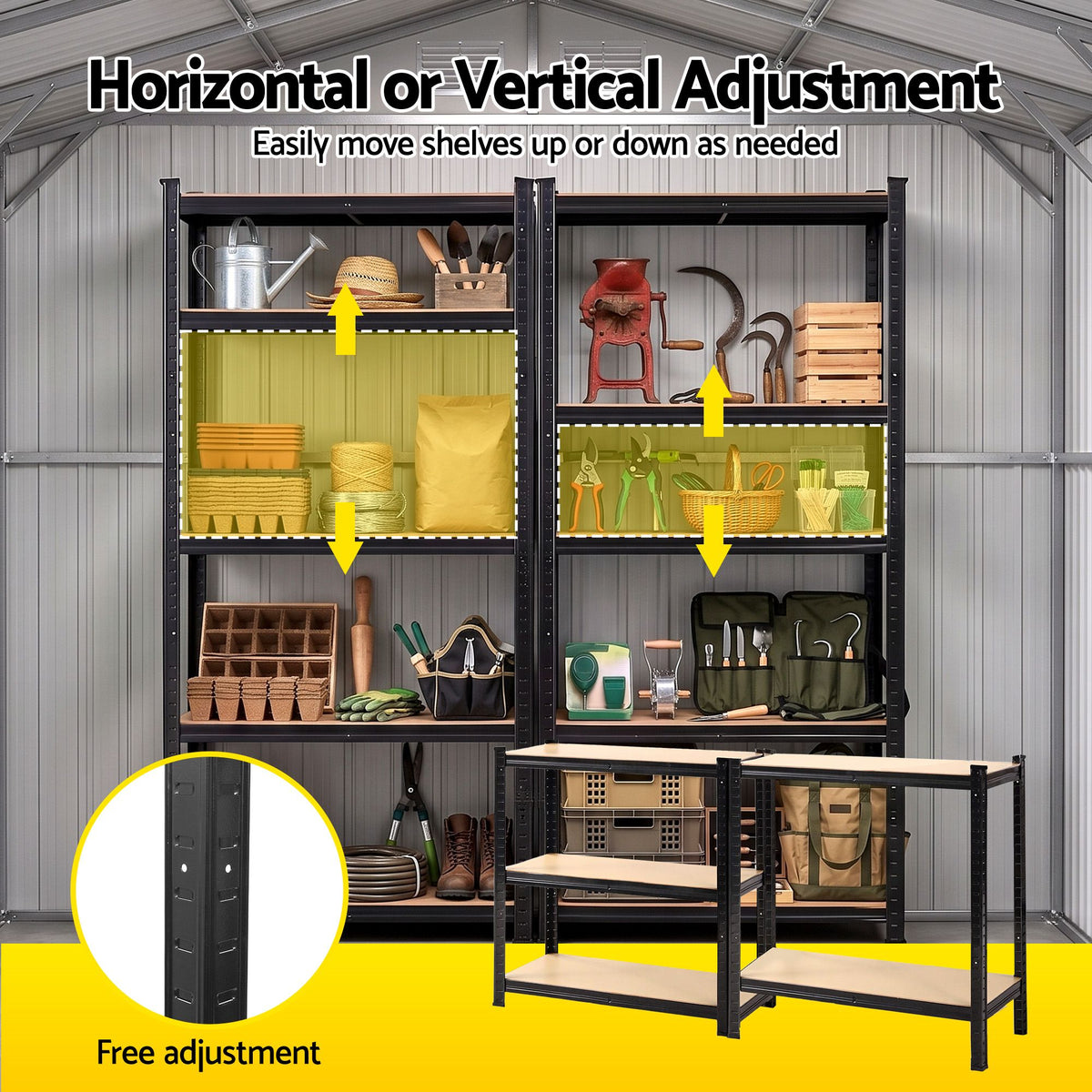 Garden Shed 3x5.38m with 2x 5-Tier Garage Shelving Racks Outdoor Tool Storage - Home & Garden > Storage > Sheds - Rivercity House & Home Co. (ABN 18 642 972 209) - Affordable Modern Furniture Australia