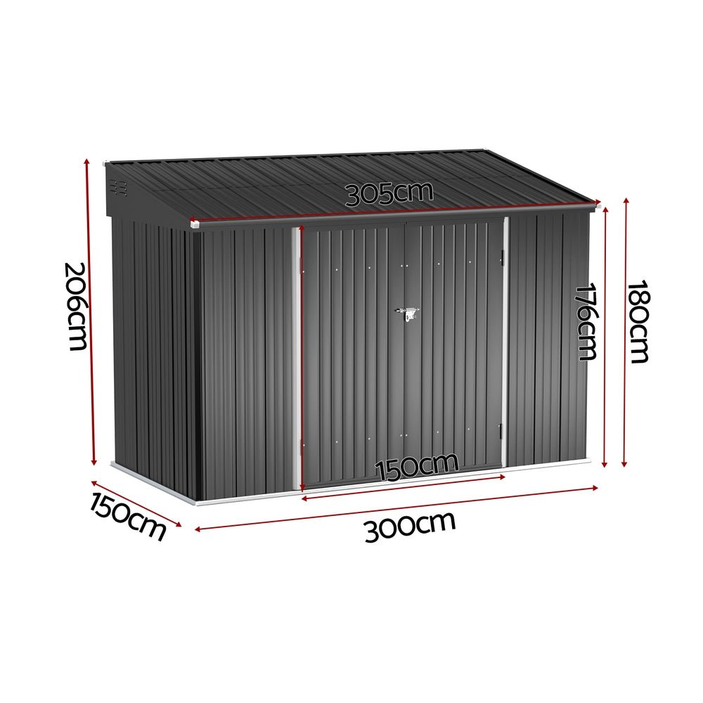 Garden Shed Galvanised Steel 3.05x1.5M Outdoor Storage Shed Workshop House Shelter - Home & Garden > Storage > Sheds - Rivercity House & Home Co. (ABN 18 642 972 209) - Affordable Modern Furniture Australia