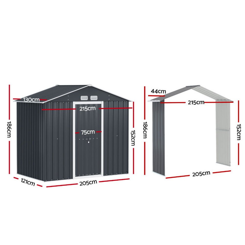 Garden Shed Outdoor Storage 2.15x1.74M Tool Workshop House w/Extension Kit - Home & Garden > Storage > Sheds - Rivercity House & Home Co. (ABN 18 642 972 209) - Affordable Modern Furniture Australia