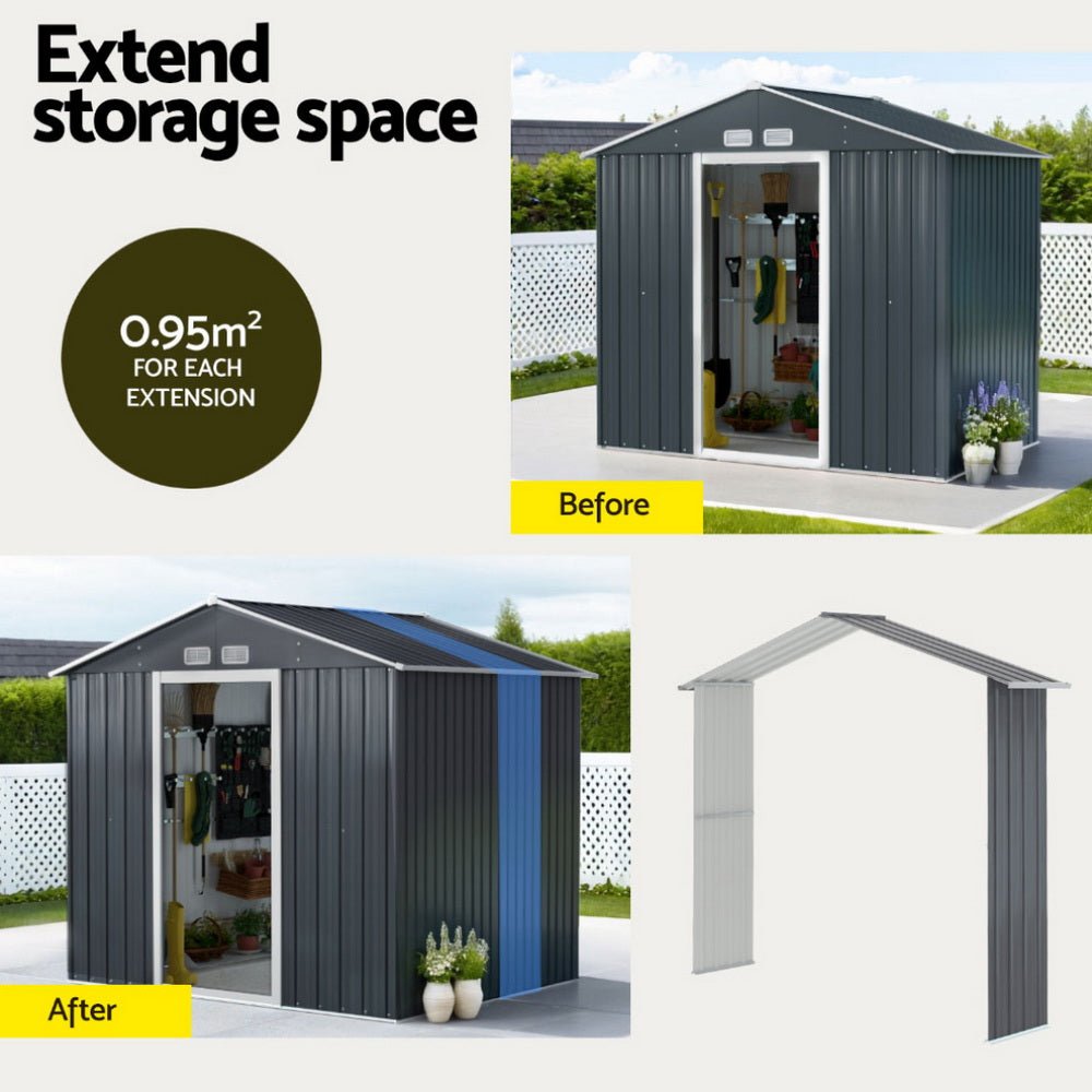 Garden Shed Outdoor Storage 2.15x1.74M Tool Workshop House w/Extension Kit - Home & Garden > Storage > Sheds - Rivercity House & Home Co. (ABN 18 642 972 209) - Affordable Modern Furniture Australia