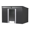 Garden Shed Outdoor Storage 2.60x1.95m Tool Shed Workshop with Sliding Doors - Grey