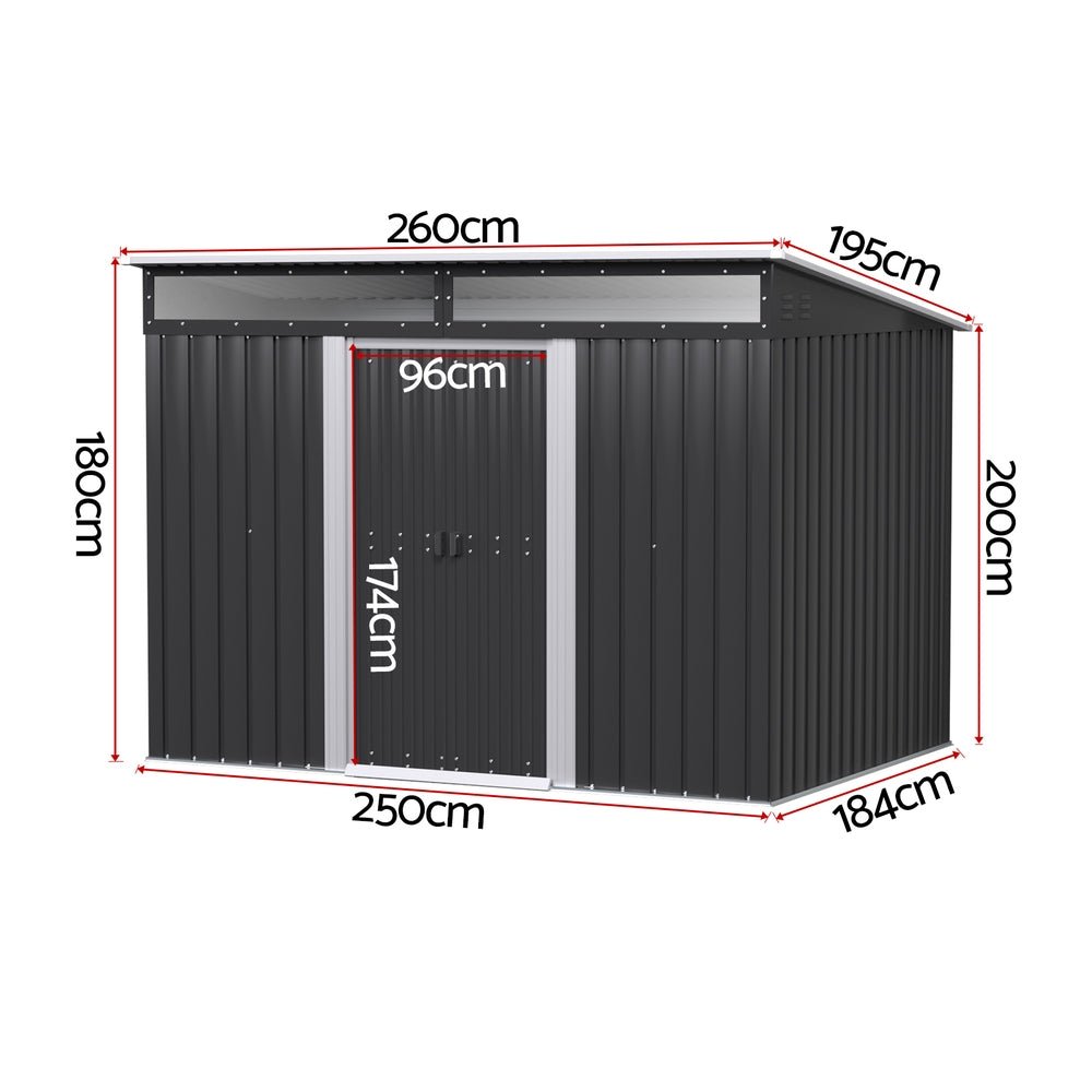 Garden Shed Outdoor Storage 2.60x1.95M Tool Sheds Workshop House Shelter - Home & Garden > Storage > Sheds - Rivercity House & Home Co. (ABN 18 642 972 209) - Affordable Modern Furniture Australia