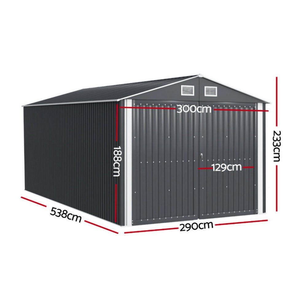 Garden Shed Sheds Outdoor Storage 3x5.38M Tool Workshop House Shelter - Home & Garden > Storage > Sheds - Rivercity House & Home Co. (ABN 18 642 972 209) - Affordable Modern Furniture Australia