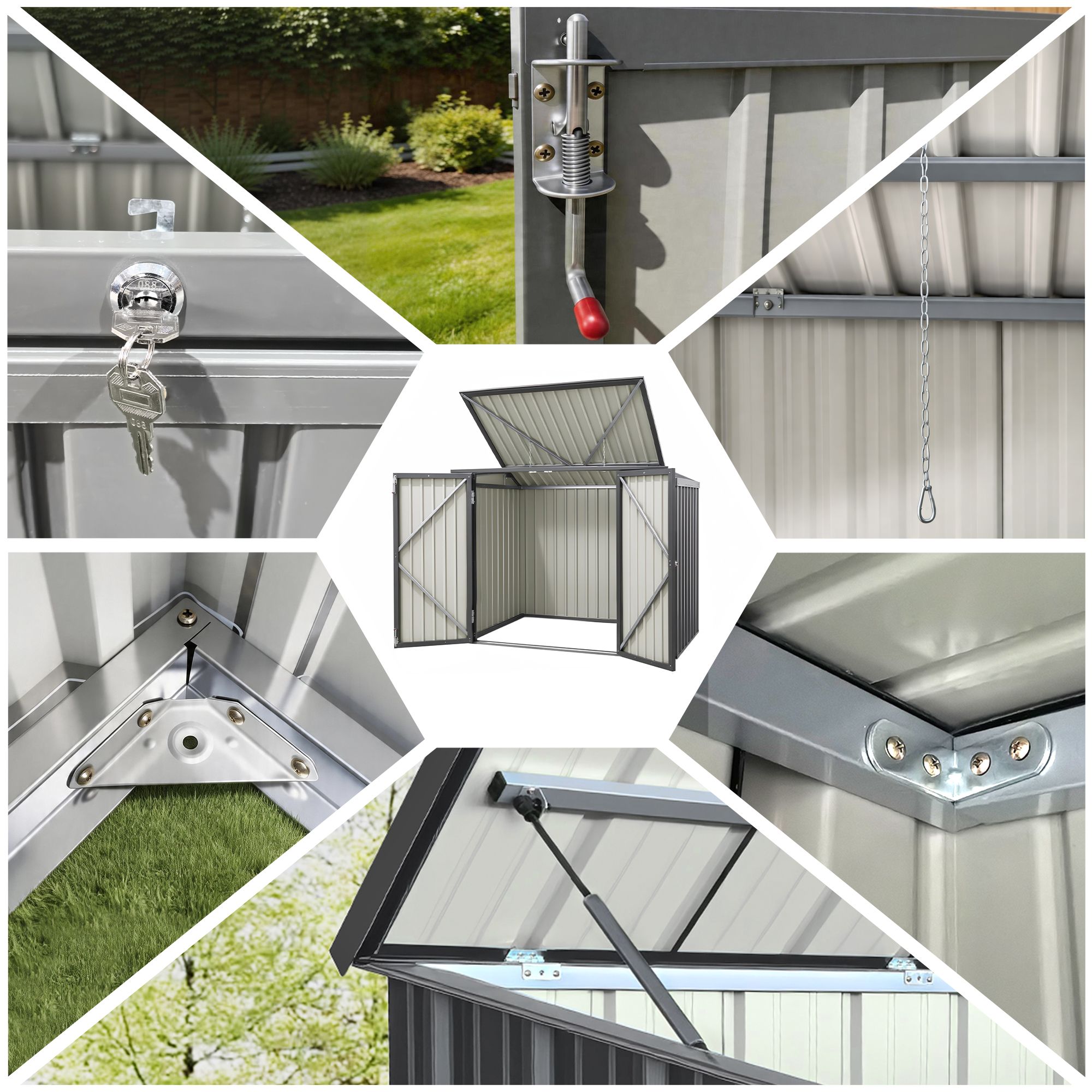 Garden Shed Wheelie Bin Storage Enclosure Outdoor Lockable Steel Cabinet - Home & Garden > Storage > Sheds - Rivercity House & Home Co. (ABN 18 642 972 209) - Affordable Modern Furniture Australia