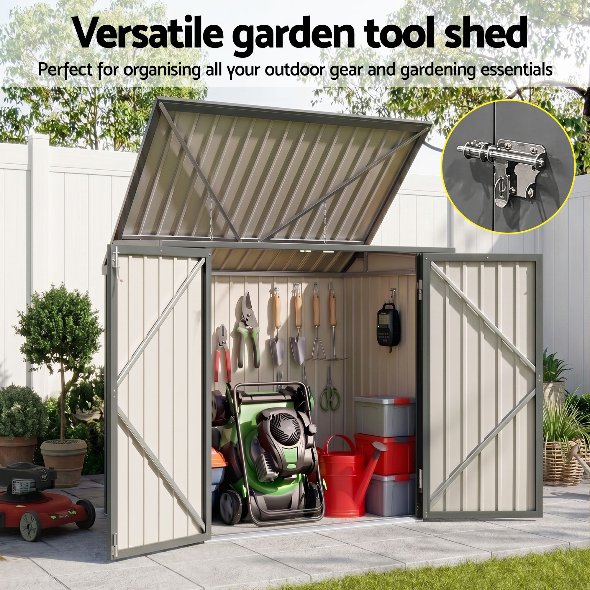 Garden Shed Wheelie Bin Storage Enclosure Outdoor Lockable Steel Cabinet - Home & Garden > Storage > Sheds - Rivercity House & Home Co. (ABN 18 642 972 209) - Affordable Modern Furniture Australia