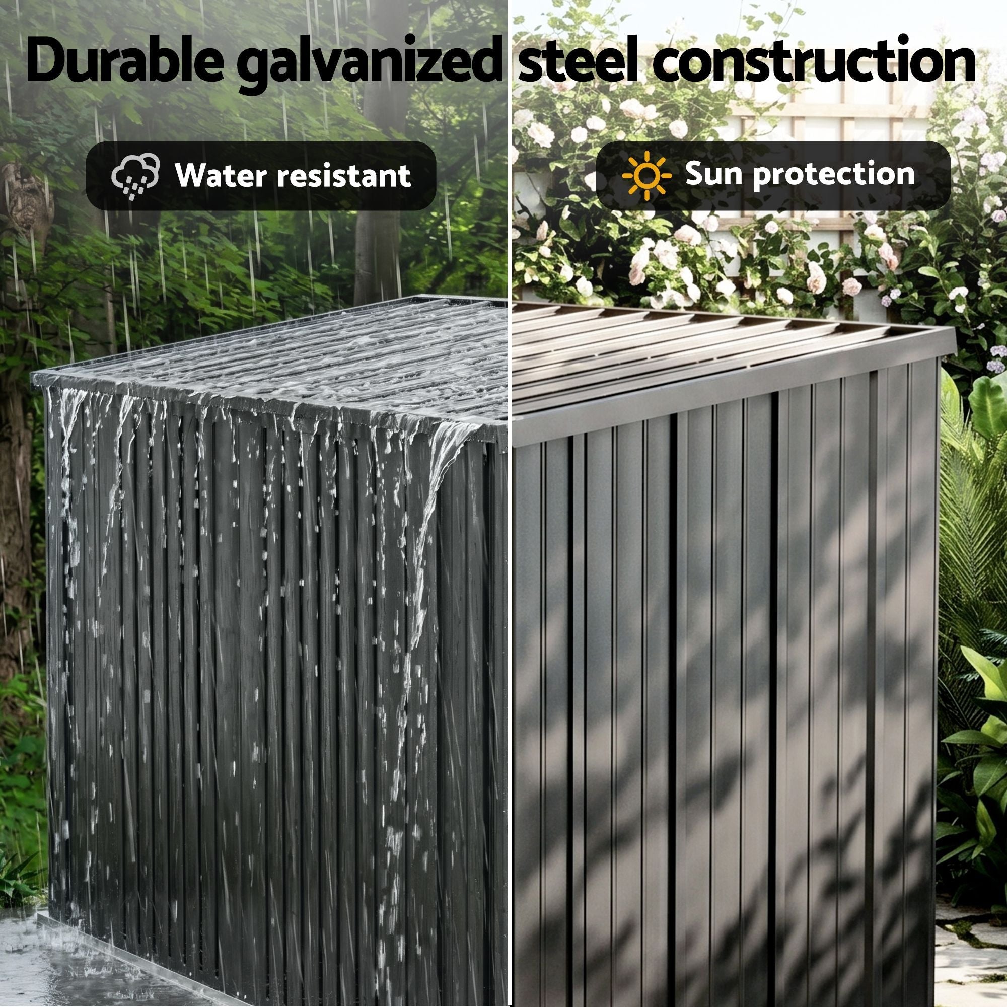 Garden Shed Wheelie Bin Storage Enclosure Outdoor Lockable Steel Cabinet - Home & Garden > Storage > Sheds - Rivercity House & Home Co. (ABN 18 642 972 209) - Affordable Modern Furniture Australia