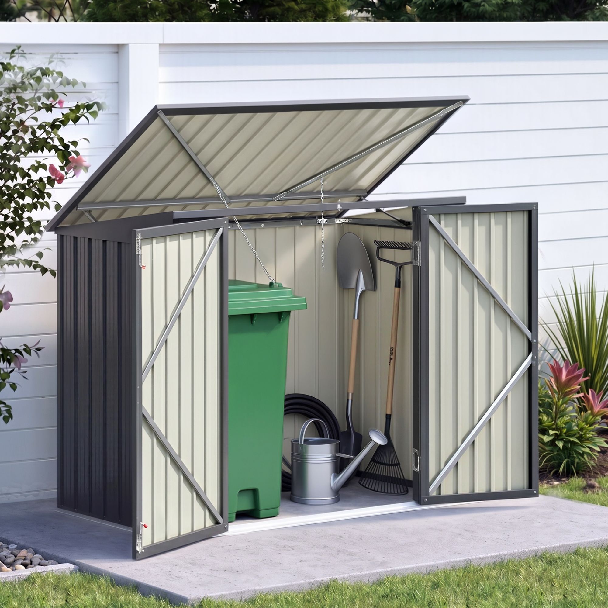 Garden Shed Wheelie Bin Storage Enclosure Outdoor Lockable Steel Cabinet - Home & Garden > Storage > Sheds - Rivercity House & Home Co. (ABN 18 642 972 209) - Affordable Modern Furniture Australia
