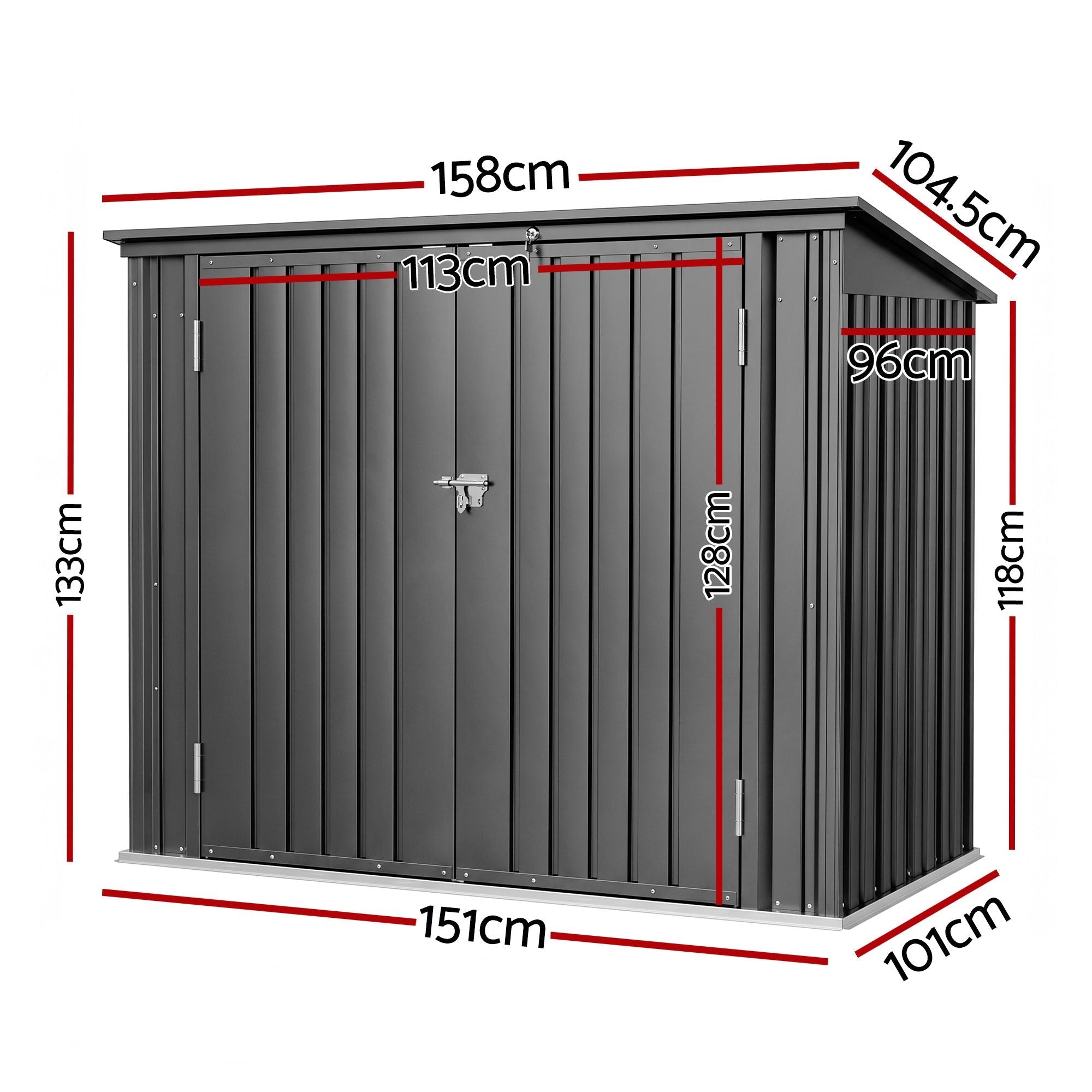 Garden Shed Wheelie Bin Storage Enclosure Outdoor Lockable Steel Cabinet - Home & Garden > Storage > Sheds - Rivercity House & Home Co. (ABN 18 642 972 209) - Affordable Modern Furniture Australia