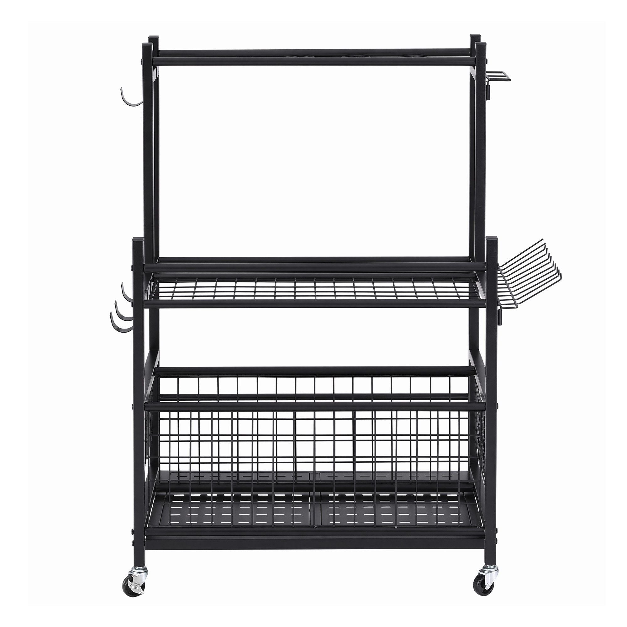 Garden Tool Organizer Rack 16 Slots Rolling Garage Storage with Hooks - Tools > Tools Storage > Wall Storage Racks - Rivercity House & Home Co. (ABN 18 642 972 209) - Affordable Modern Furniture Australia