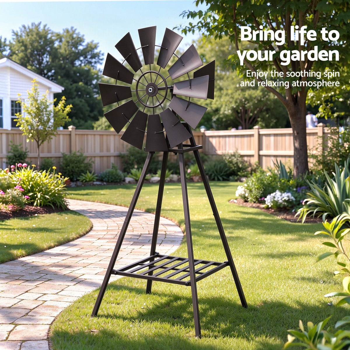 Garden Windmill Metal Outdoor Yard Decor 120cm - Bronze - Home & Garden > Decor > Garden Ornaments - Rivercity House & Home Co. (ABN 18 642 972 209) - Affordable Modern Furniture Australia