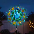 Garden Windmill Solar Light with Colourful Peacock Metal Spinner 190cm