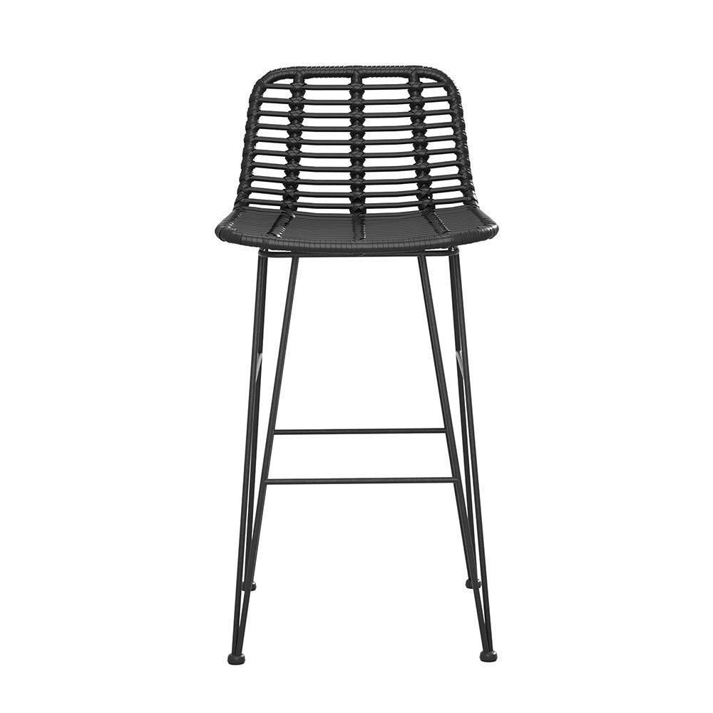 Gardeon 2 Piece Outdoor Bar Stools Wicker Dining Rattan Chair Black - Furniture > Outdoor - Rivercity House & Home Co. (ABN 18 642 972 209) - Affordable Modern Furniture Australia