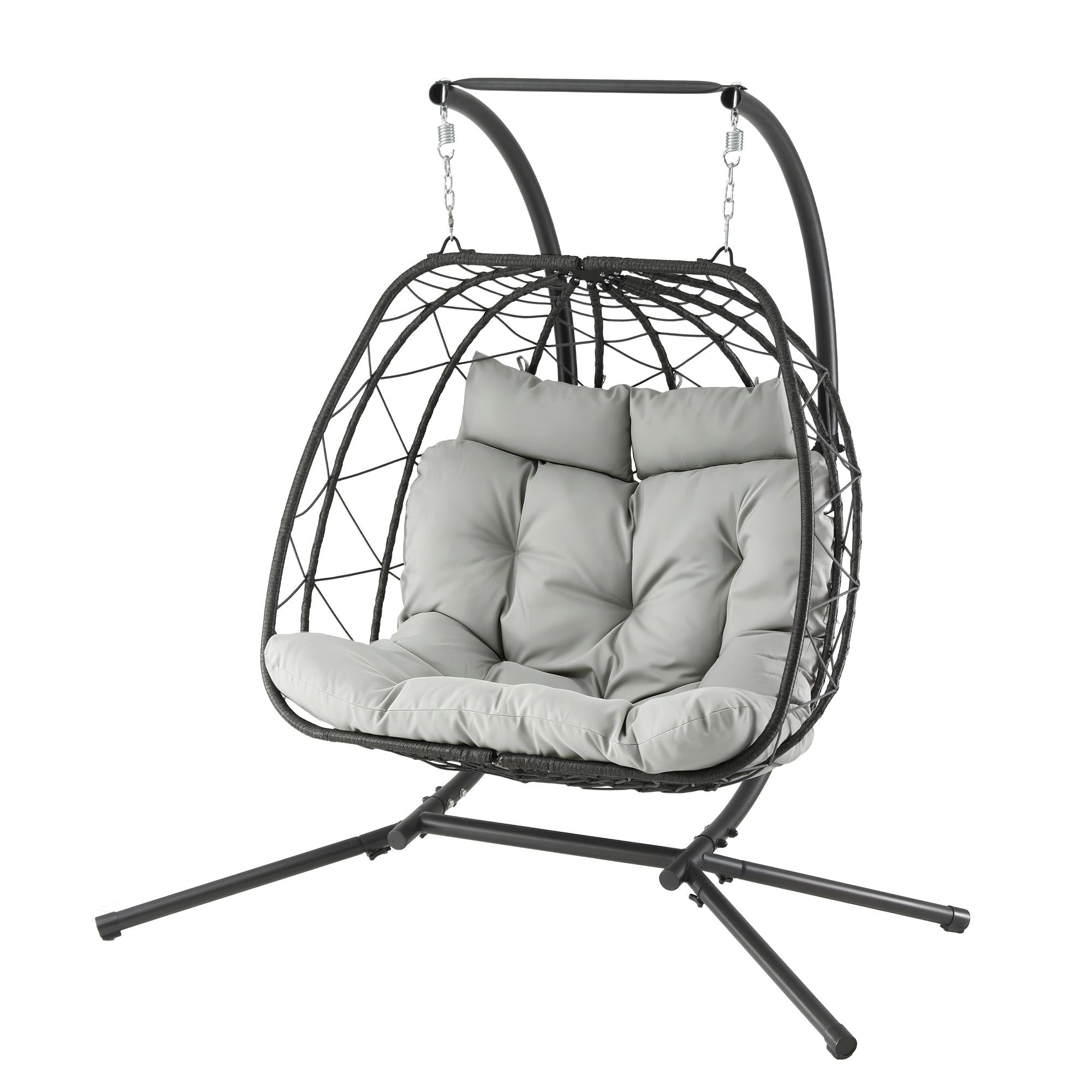 Gardeon 2-Seater Outdoor Swing Chair with Stand and Cushion - Dark Grey - Furniture > Outdoor > Outdoor Chairs - Rivercity House & Home Co. (ABN 18 642 972 209) - Affordable Modern Furniture Australia