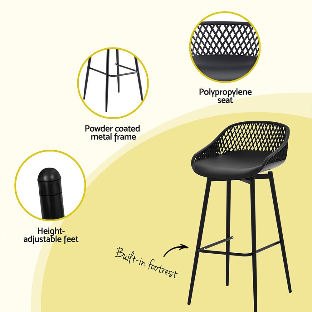 Gardeon 2PC Outdoor Bar Stools Plastic Metal Dining Chair Patio Furniture Garden - Furniture > Outdoor - Rivercity House & Home Co. (ABN 18 642 972 209) - Affordable Modern Furniture Australia