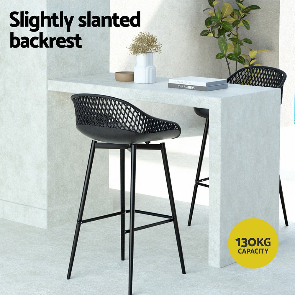Gardeon 2PC Outdoor Bar Stools Plastic Metal Dining Chair Patio Furniture Garden - Furniture > Outdoor - Rivercity House & Home Co. (ABN 18 642 972 209) - Affordable Modern Furniture Australia