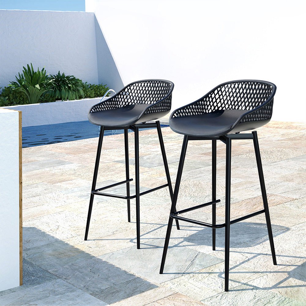 Gardeon 2PC Outdoor Bar Stools Plastic Metal Dining Chair Patio Furniture Garden - Furniture > Outdoor - Rivercity House & Home Co. (ABN 18 642 972 209) - Affordable Modern Furniture Australia