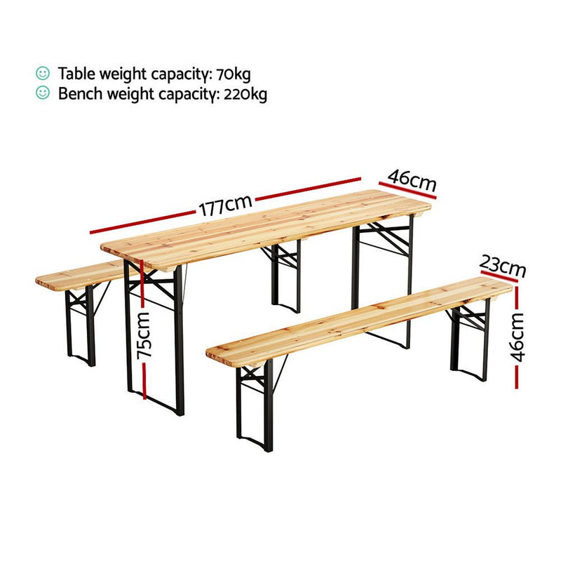 Gardeon 3 PCS Outdoor Furniture Dining Set Lounge Setting Patio Wooden Bench - Furniture > Outdoor - Rivercity House & Home Co. (ABN 18 642 972 209) - Affordable Modern Furniture Australia