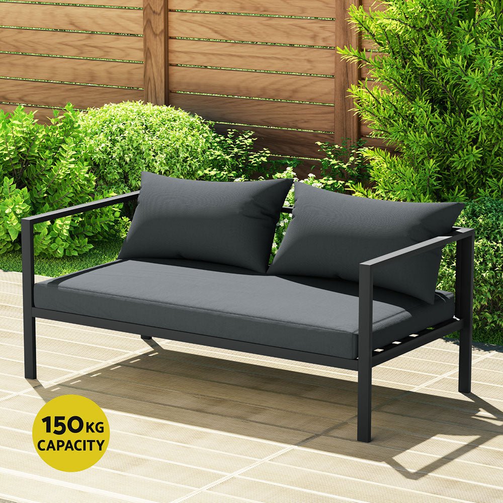 Gardeon 4 Seater Outdoor Sofa Set Aluminium Patio Furniture Setting 4PC Charcoal - Furniture > Outdoor - Rivercity House & Home Co. (ABN 18 642 972 209) - Affordable Modern Furniture Australia