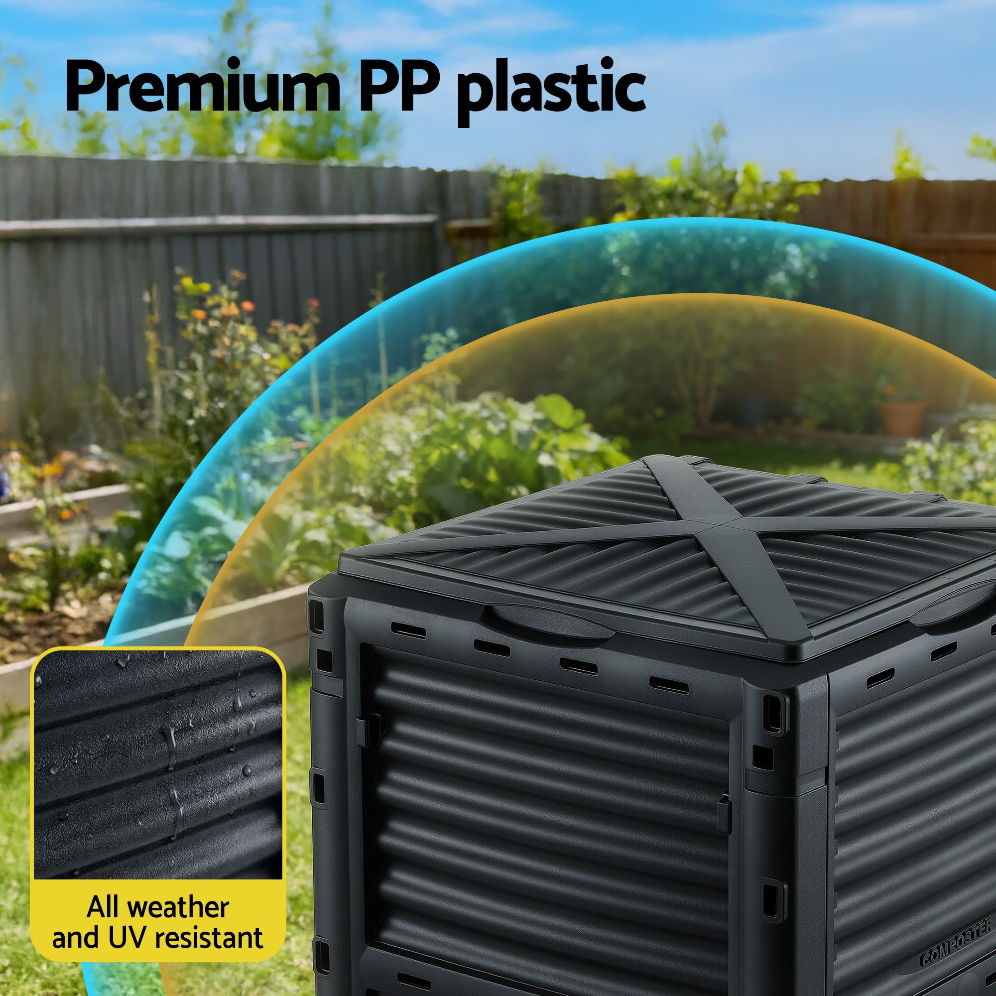 Gardeon Compost Bin 300L Heavy - Duty Black Outdoor Composter with Top Lid Bottom Door - Home & Garden > Garden Tools > Gardening Accessories - Rivercity House & Home Co. (ABN 18 642 972 209) - Affordable Modern Furniture Australia