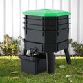 4-Tray Stackable Worm Farm Compost Bin with Liquid Fertiliser Tap - Black and Green
