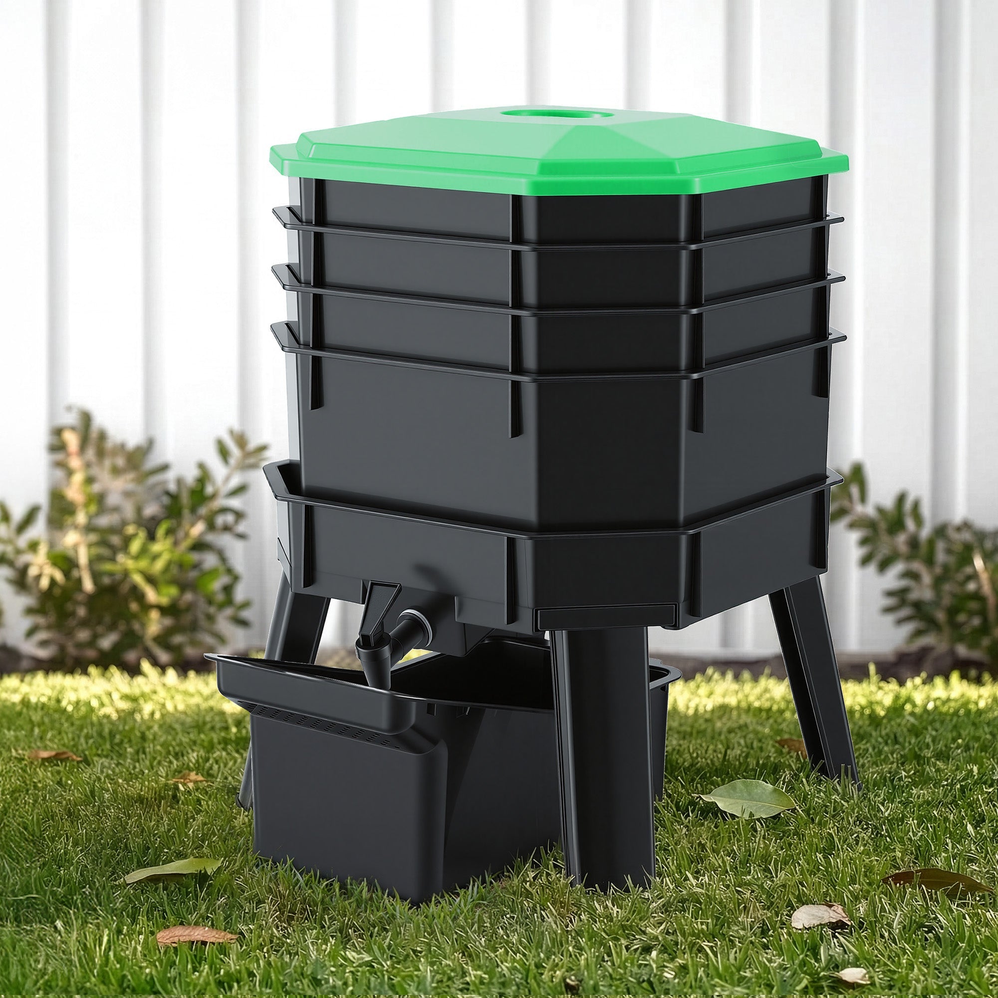 Gardeon Compost Bin 4 - Tray Stackable Worm Farm Composter with Liquid Fertiliser Tap - Home & Garden > Garden Tools > Gardening Accessories - Rivercity House & Home Co. (ABN 18 642 972 209) - Affordable Modern Furniture Australia