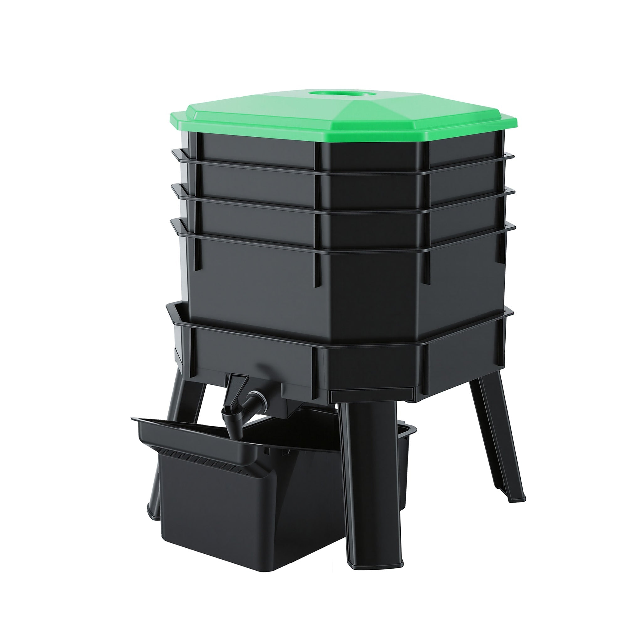 Gardeon Compost Bin 4 - Tray Stackable Worm Farm Composter with Liquid Fertiliser Tap - Home & Garden > Garden Tools > Gardening Accessories - Rivercity House & Home Co. (ABN 18 642 972 209) - Affordable Modern Furniture Australia