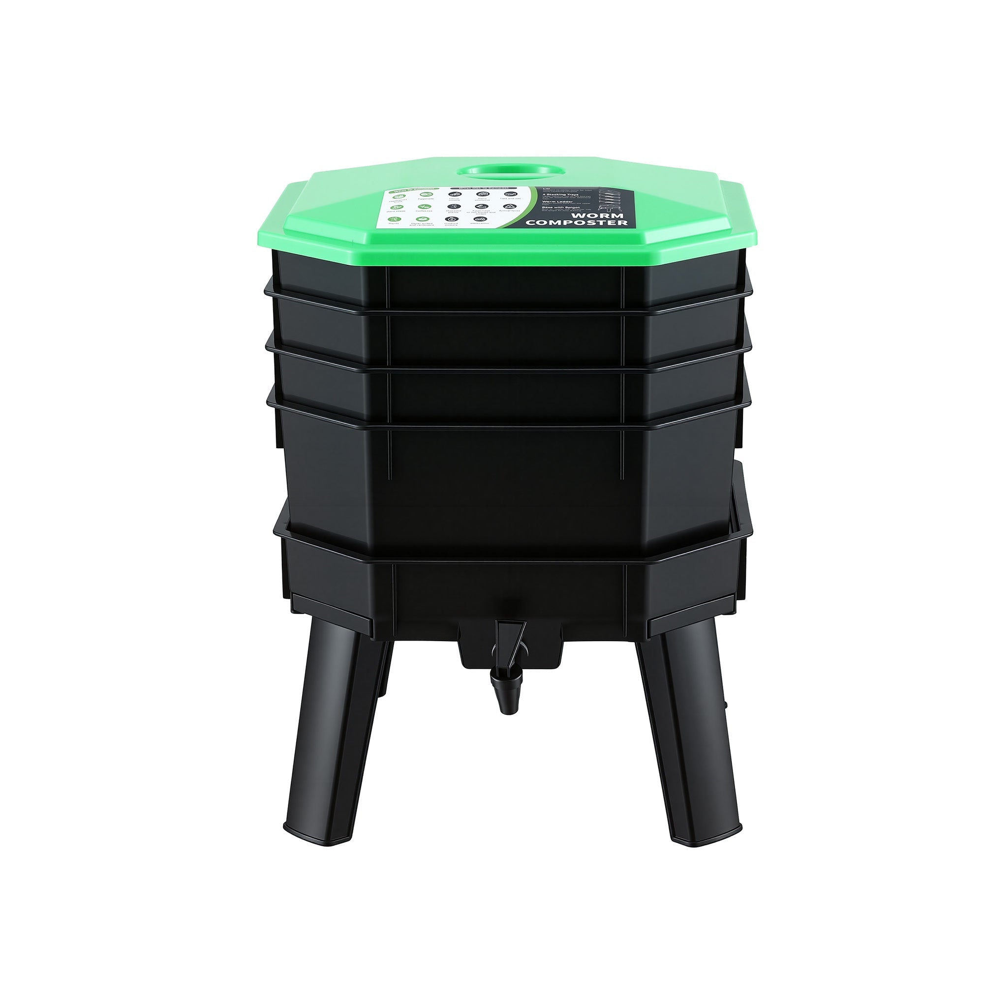 Gardeon Compost Bin 4 - Tray Stackable Worm Farm Composter with Liquid Fertiliser Tap - Home & Garden > Garden Tools > Gardening Accessories - Rivercity House & Home Co. (ABN 18 642 972 209) - Affordable Modern Furniture Australia