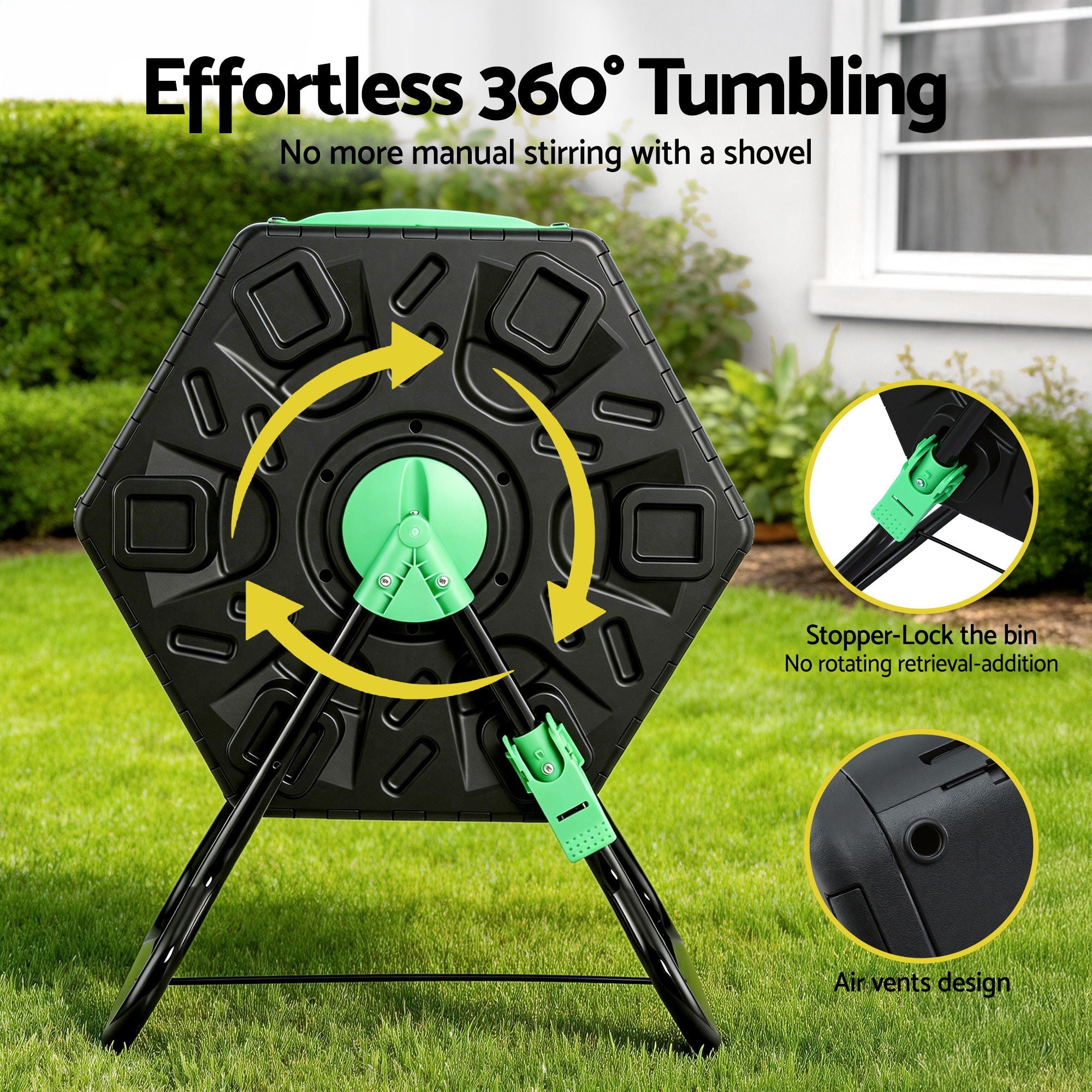 Gardeon Compost Bin 65L Composter Tumbler Rotating Outdoor With Sliding Door - Home & Garden > Garden Tools > Gardening Accessories - Rivercity House & Home Co. (ABN 18 642 972 209) - Affordable Modern Furniture Australia