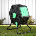 65L Compost Tumbler Bin with Sliding Door Rotating Outdoor - Black Green