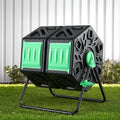 130L Dual-Chamber Compost Bin Tumbler Rotating Food Waste Recycle - Black Green