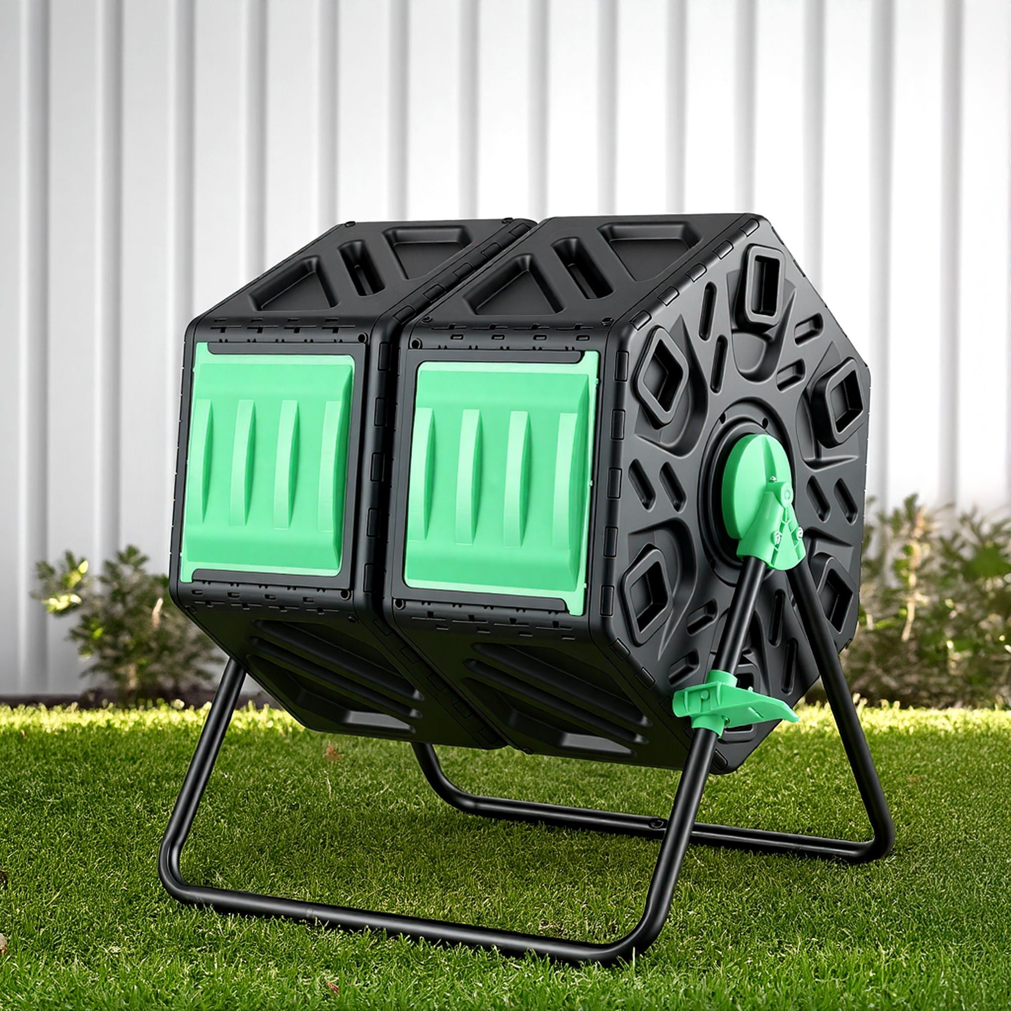 Gardeon Compost Bin Dual - Chamber 130L Composter Tumbler Rotating Garden Recycle Food Waste - Home & Garden > Garden Tools > Gardening Accessories - Rivercity House & Home Co. (ABN 18 642 972 209) - Affordable Modern Furniture Australia