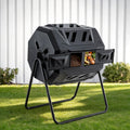 160L Dual-Chamber Compost Bin Rotating Tumbler with Ventilation - Black