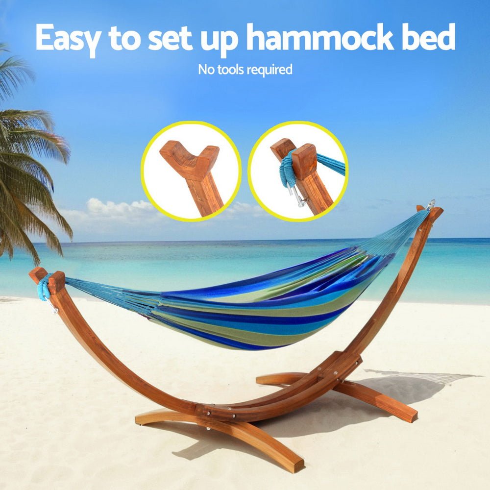 Gardeon Hammock Bed Stand Larch Wood 315cm Length - Home & Garden > Hammocks > Hammocks & Accessories - Rivercity House & Home Co. (ABN 18 642 972 209) - Affordable Modern Furniture Australia