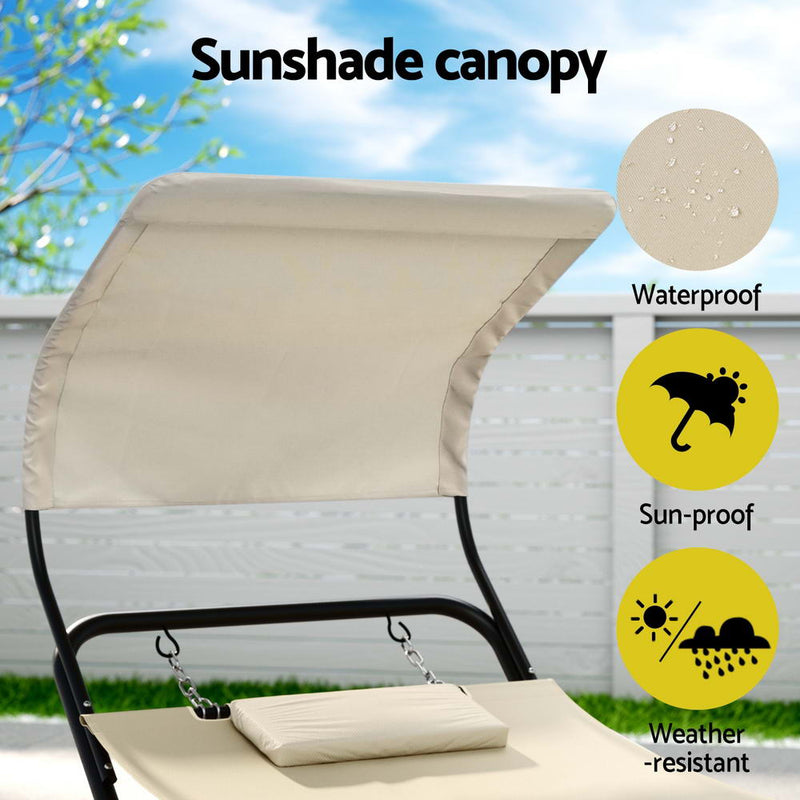 Gardeon Hammock Bed w/ Stand Sun Lounge Chair Beige - Home & Garden > Hammocks > Hammocks & Accessories - Rivercity House & Home Co. (ABN 18 642 972 209) - Affordable Modern Furniture Australia