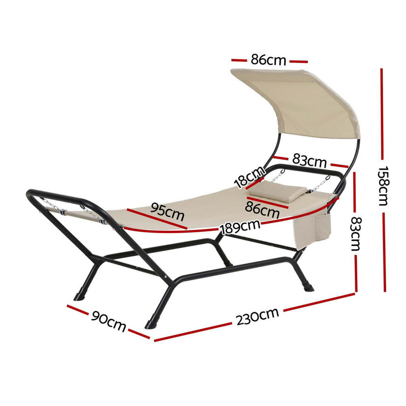 Gardeon Hammock Bed w/ Stand Sun Lounge Chair Beige - Home & Garden > Hammocks > Hammocks & Accessories - Rivercity House & Home Co. (ABN 18 642 972 209) - Affordable Modern Furniture Australia