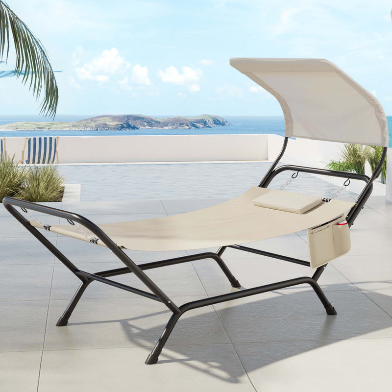 Gardeon Hammock Bed w/ Stand Sun Lounge Chair Beige - Home & Garden > Hammocks > Hammocks & Accessories - Rivercity House & Home Co. (ABN 18 642 972 209) - Affordable Modern Furniture Australia