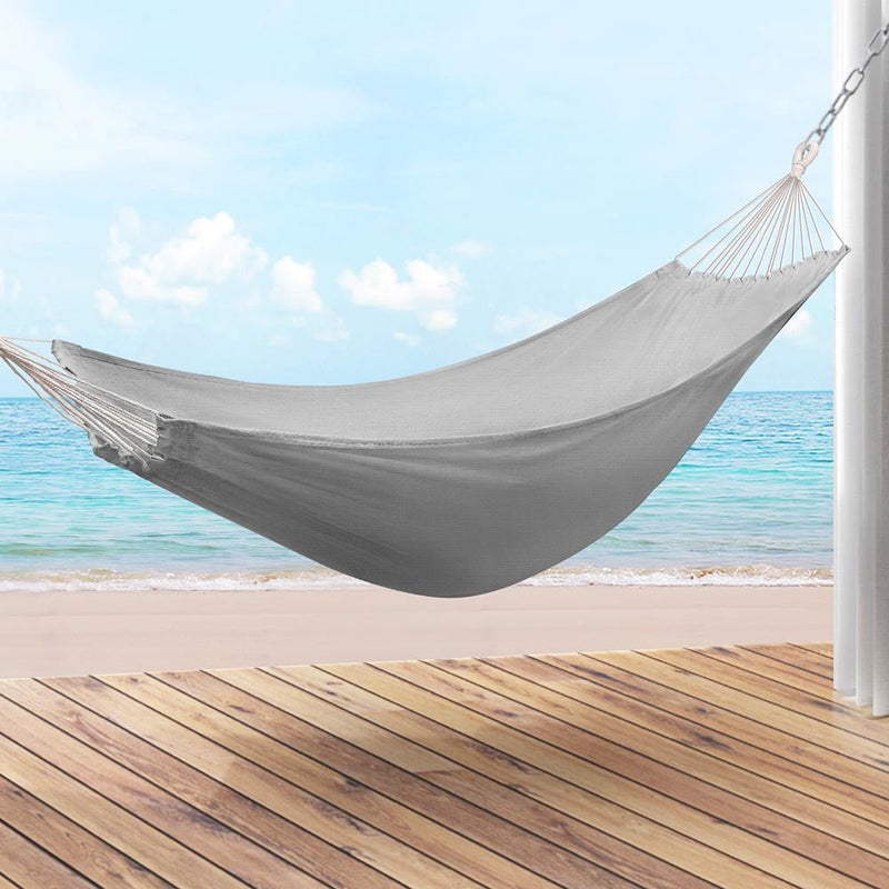 Gardeon Hammock Bed w/ Travel Bag Outdoor Lounge Chair Grey - Home & Garden > Hammocks > Hammocks & Accessories - Rivercity House & Home Co. (ABN 18 642 972 209) - Affordable Modern Furniture Australia