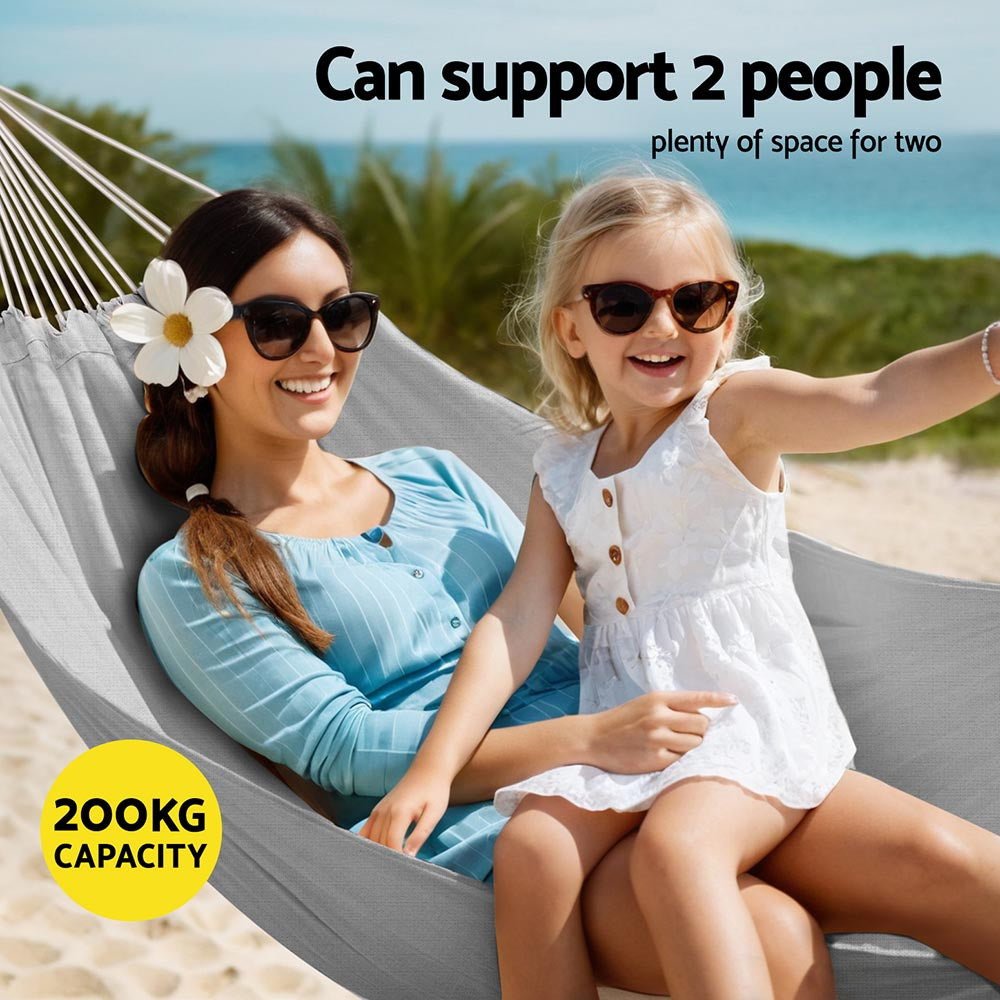 Gardeon Hammock Bed w/ Travel Bag Outdoor Lounge Chair Grey - Home & Garden > Hammocks > Hammocks & Accessories - Rivercity House & Home Co. (ABN 18 642 972 209) - Affordable Modern Furniture Australia