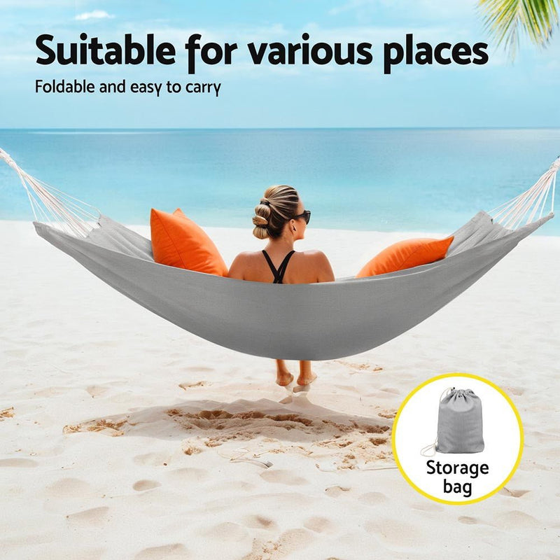 Gardeon Hammock Bed w/ Travel Bag Outdoor Lounge Chair Grey - Home & Garden > Hammocks > Hammocks & Accessories - Rivercity House & Home Co. (ABN 18 642 972 209) - Affordable Modern Furniture Australia