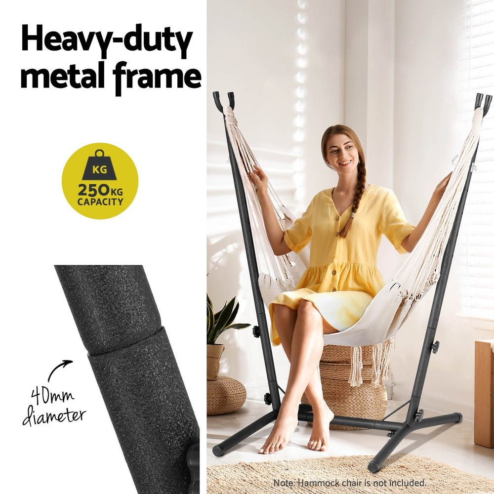 Gardeon Hammock Chair Stand Metal Frame Black - Home & Garden > Hammocks - Rivercity House & Home Co. (ABN 18 642 972 209) - Affordable Modern Furniture Australia