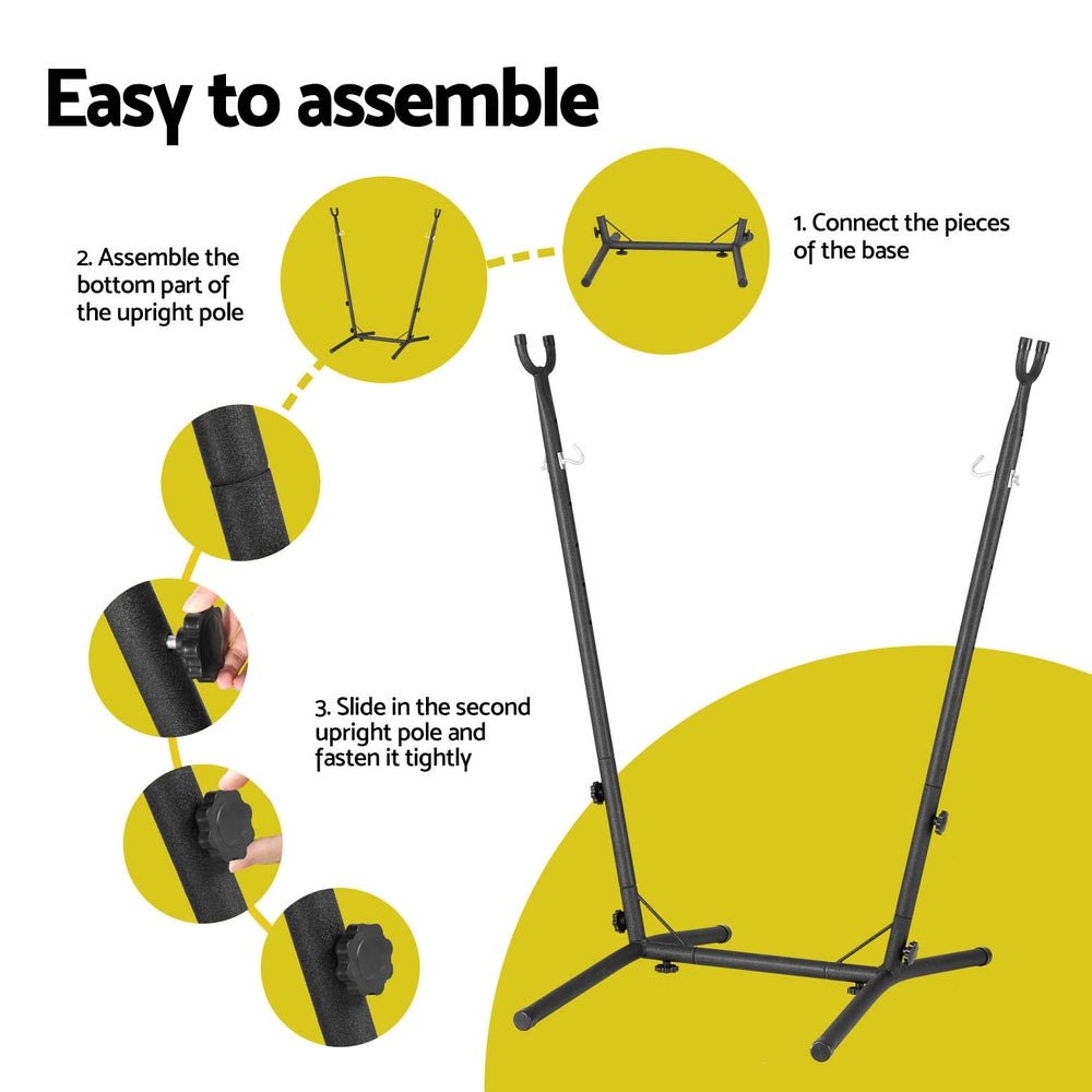 Gardeon Hammock Chair Stand Metal Frame Black - Home & Garden > Hammocks - Rivercity House & Home Co. (ABN 18 642 972 209) - Affordable Modern Furniture Australia