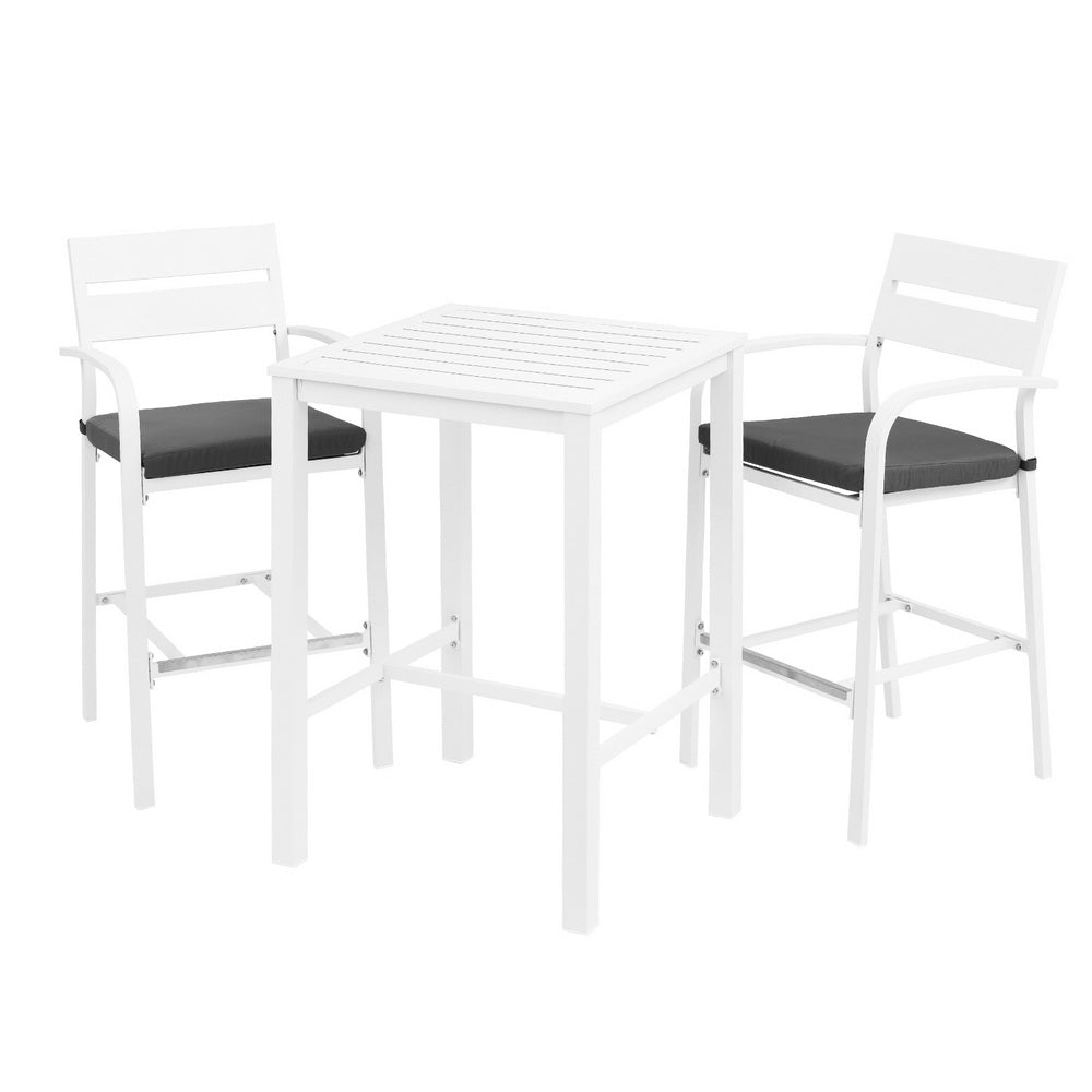 Gardeon Outdoor Bar Set Stools 3 - Piece Dining Chairs Table Patio Aluminium Bistro Set - Furniture > Outdoor > Outdoor Dining Sets - Rivercity House & Home Co. (ABN 18 642 972 209) - Affordable Modern Furniture Australia