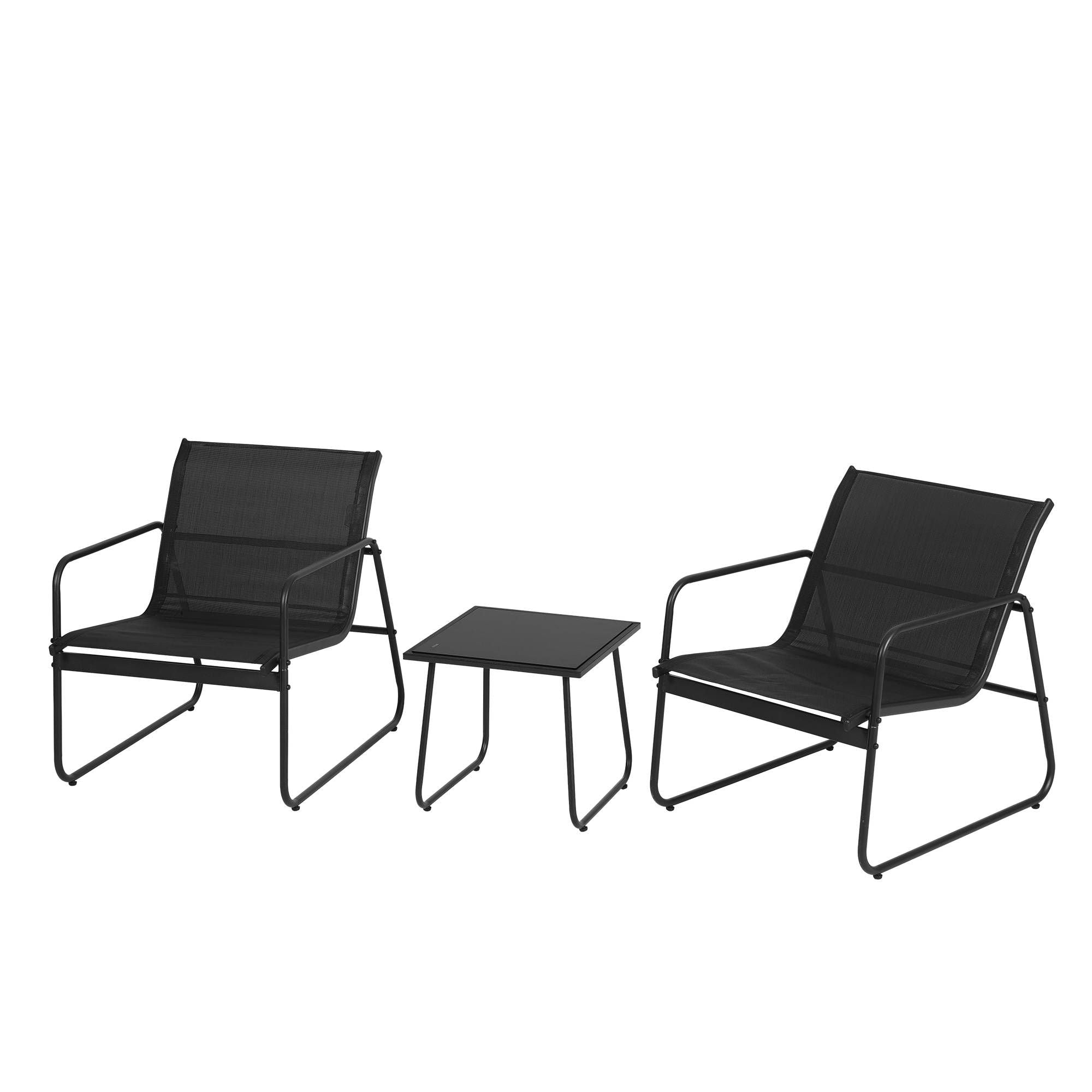 Gardeon Outdoor Bistro Set 3 Piece Patio Furniture with Textilene Chairs and Glass Table - Black - Furniture > Outdoor > Outdoor Dining Sets - Rivercity House & Home Co. (ABN 18 642 972 209) - Affordable Modern Furniture Australia