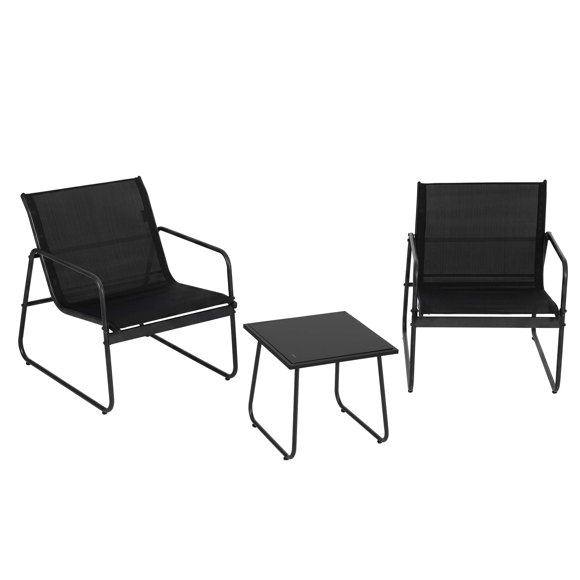 Gardeon Outdoor Bistro Set 3 Piece Patio Furniture with Textilene Chairs and Glass Table - Black - Furniture > Outdoor > Outdoor Dining Sets - Rivercity House & Home Co. (ABN 18 642 972 209) - Affordable Modern Furniture Australia