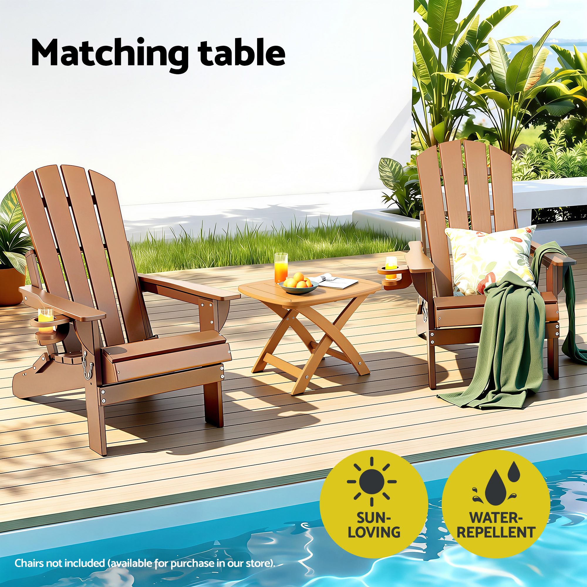 Gardeon Outdoor Side Table HDPE 53x46x39cm - Natural - Furniture > Living Room > Side Tables - Rivercity House & Home Co. (ABN 18 642 972 209) - Affordable Modern Furniture Australia