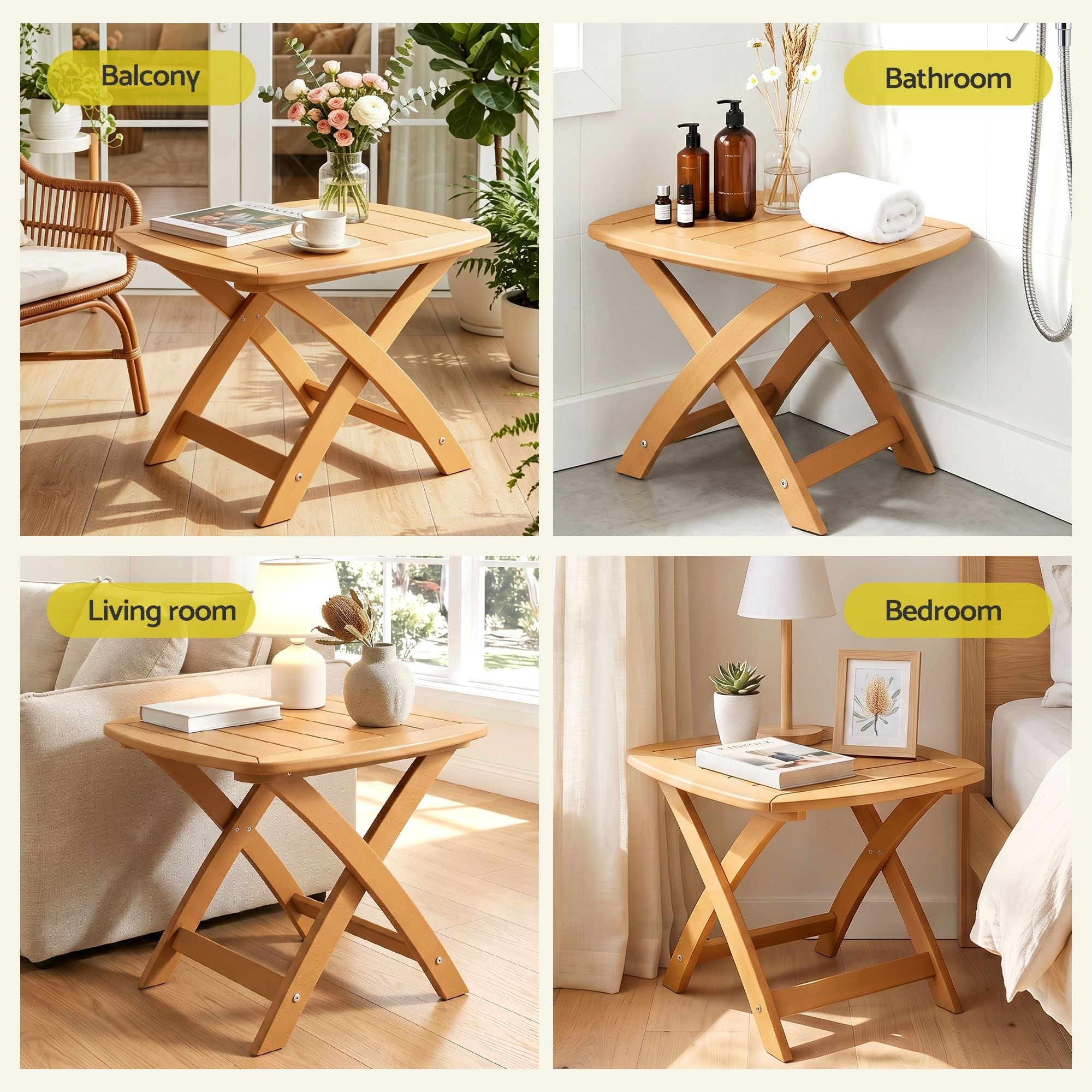 Gardeon Outdoor Side Table HDPE 53x46x39cm - Natural - Furniture > Living Room > Side Tables - Rivercity House & Home Co. (ABN 18 642 972 209) - Affordable Modern Furniture Australia